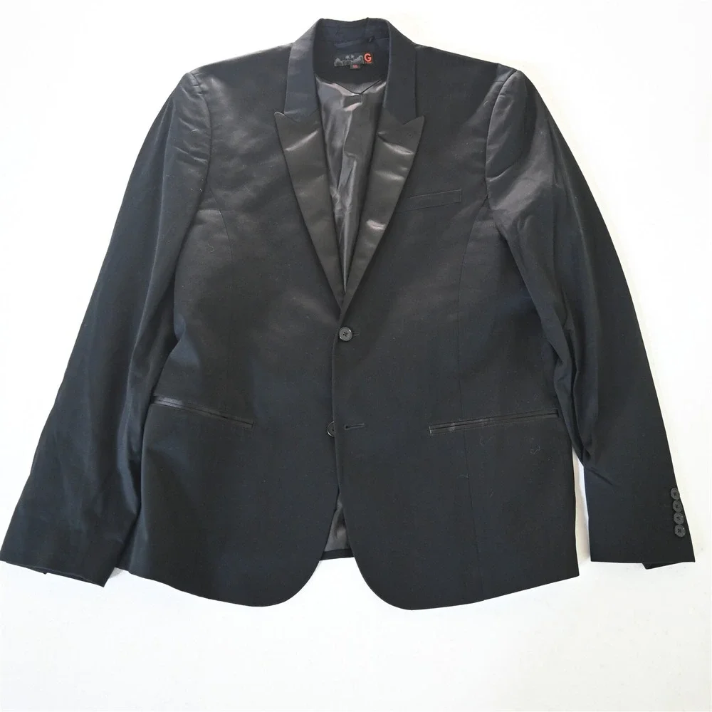Guess‎ 2XLR Black Peak Lapel Mens Blazer Suit Jacket Sport Coat